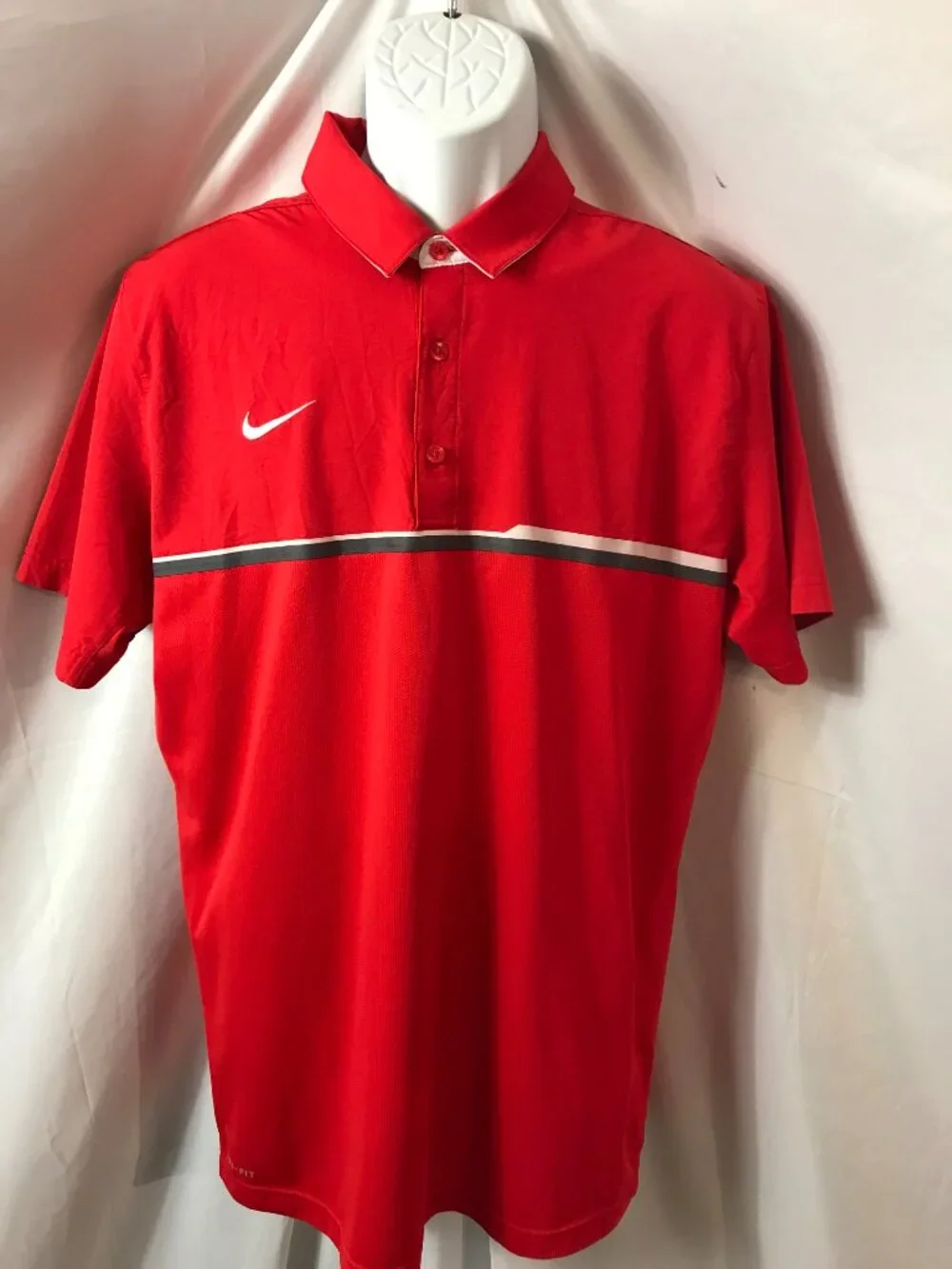 Nike Two Tone Color Band Activewear Athletic Sport Cut Polo Shirt